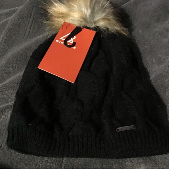 ripzone women's faux fur pom pom black new with tags - Picture 2 of 7